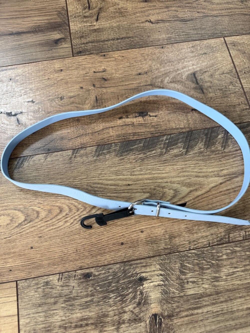 NWT H&M Light Blue Skinny Belt with Black Hook Accent Size L